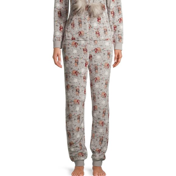 New Plush Animals Faux Fur Trimmed Union Suit. - Picture 2 of 12